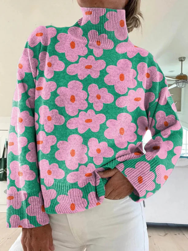 Linda | Warm Oversized Jumper with Floral Pattern