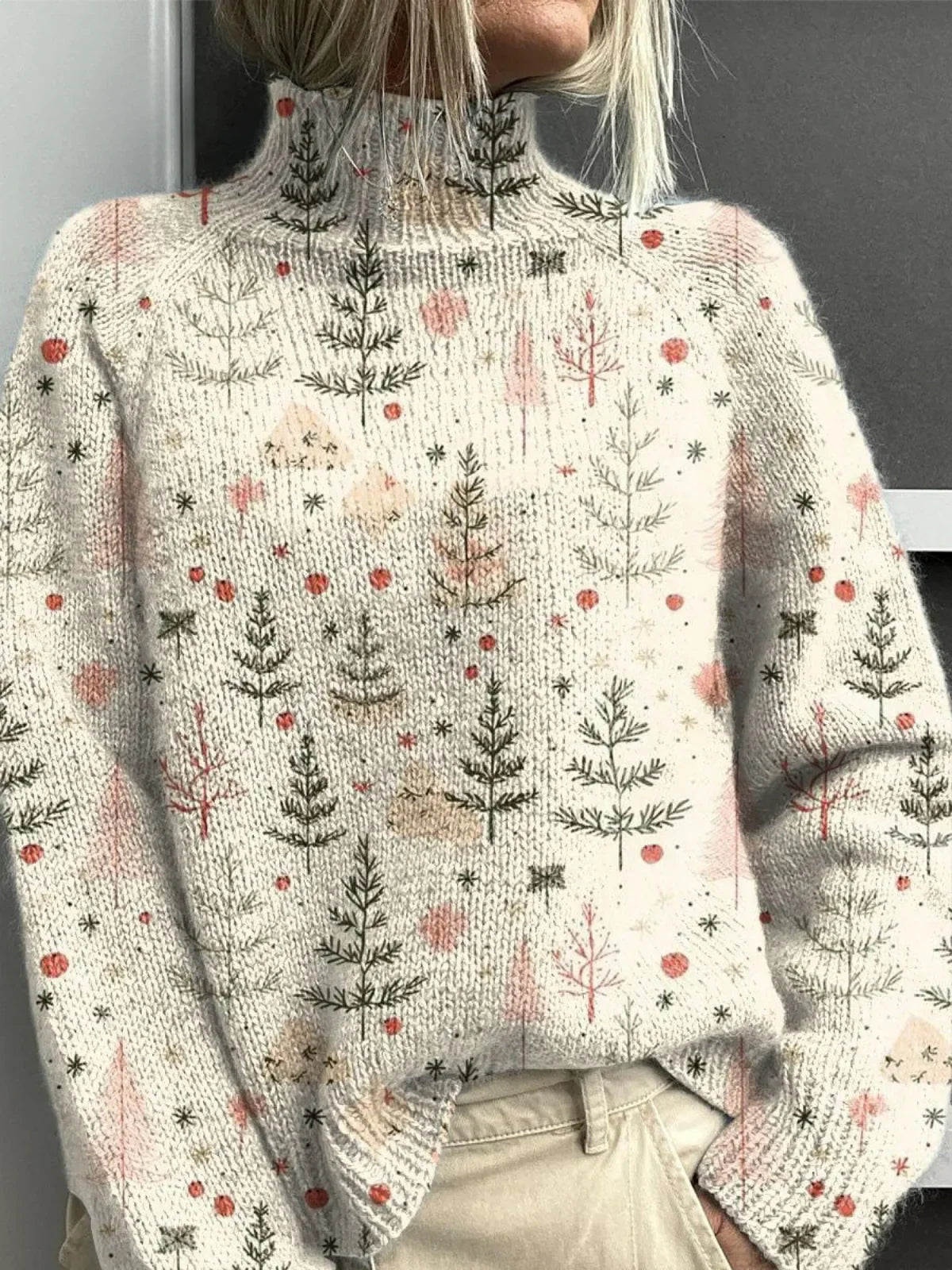 Luna | Warm Oversized Jumper with Floral Pattern