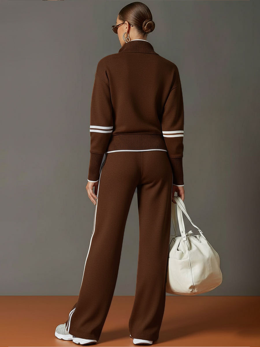 Mariette | Elegant Lounge Set With a Zipup & wide-leg trousers