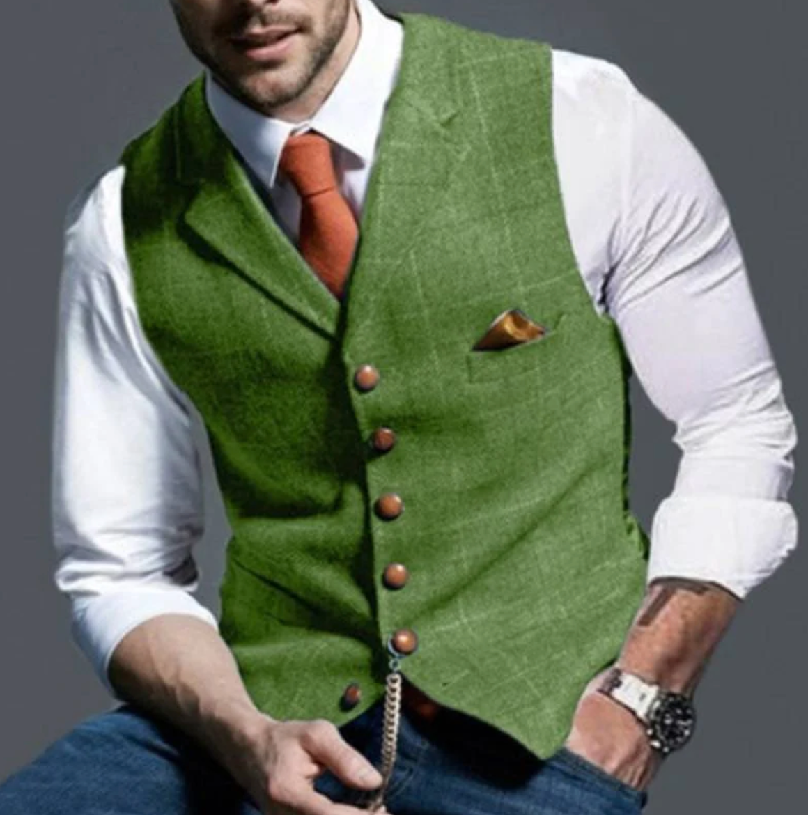 Samuel | Tailored Textured Waistcoat with Lapel Collar