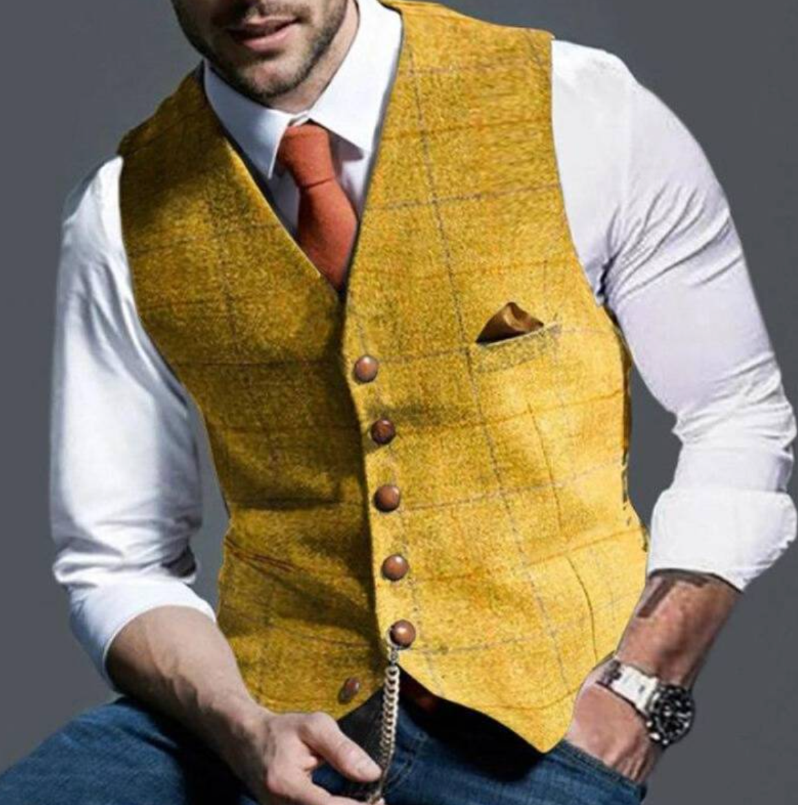 Samuel | Tailored Textured Waistcoat with Lapel Collar