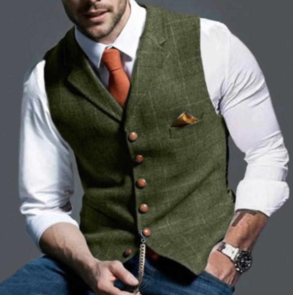 Samuel | Tailored Textured Waistcoat with Lapel Collar