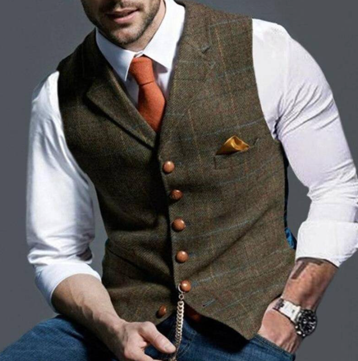 Samuel | Tailored Textured Waistcoat with Lapel Collar