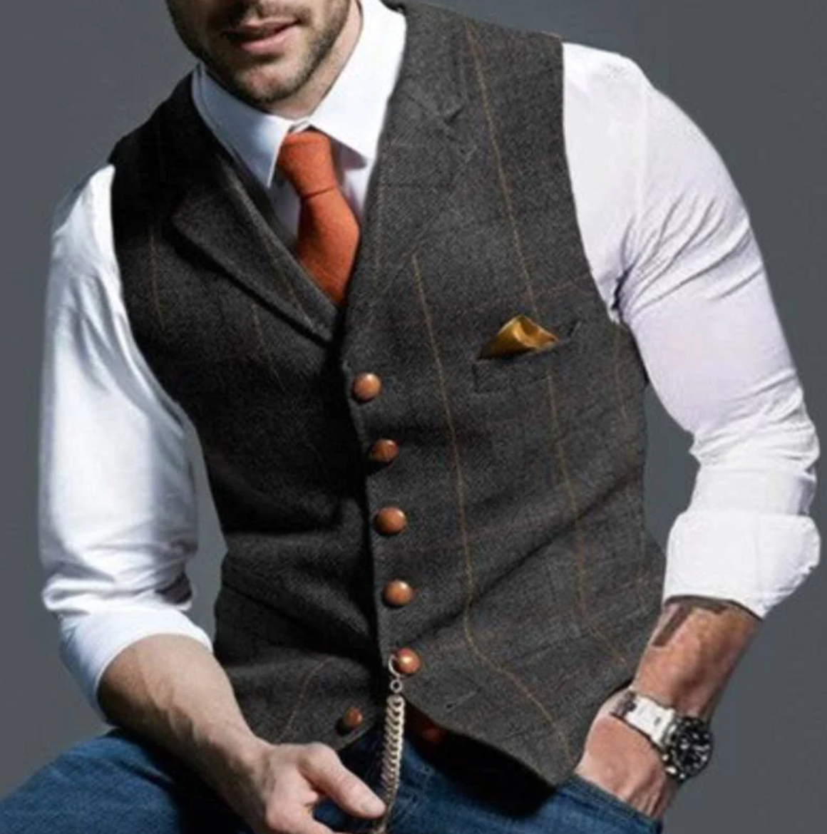 Samuel | Tailored Textured Waistcoat with Lapel Collar