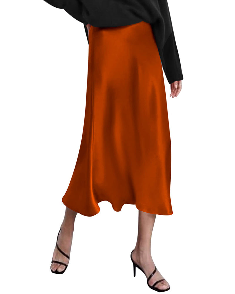 Eleanor | Elegant Satin Midi Skirt
