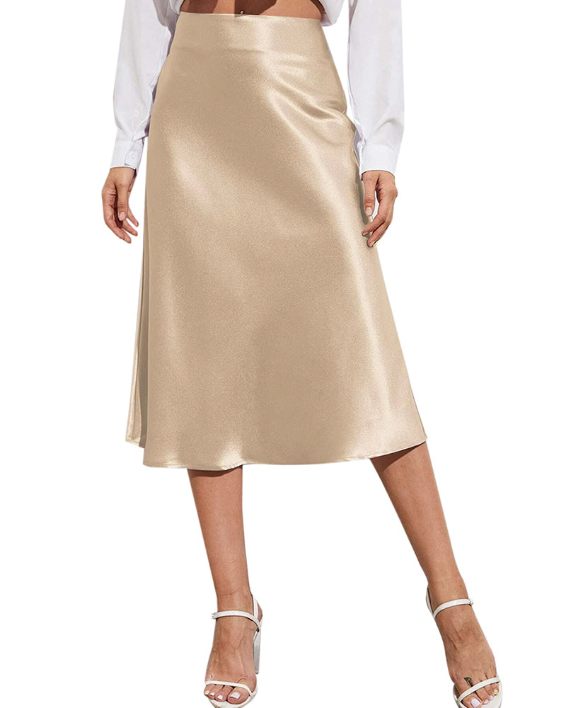 Eleanor | Elegant Satin Midi Skirt