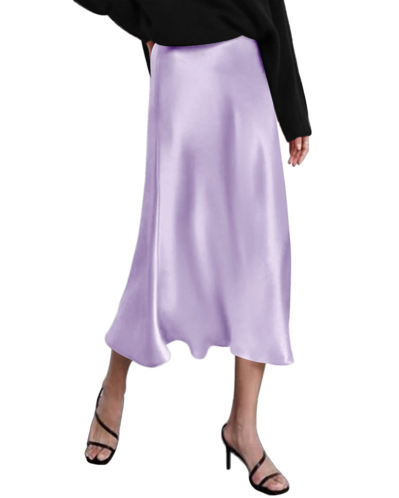 Eleanor | Elegant Satin Midi Skirt