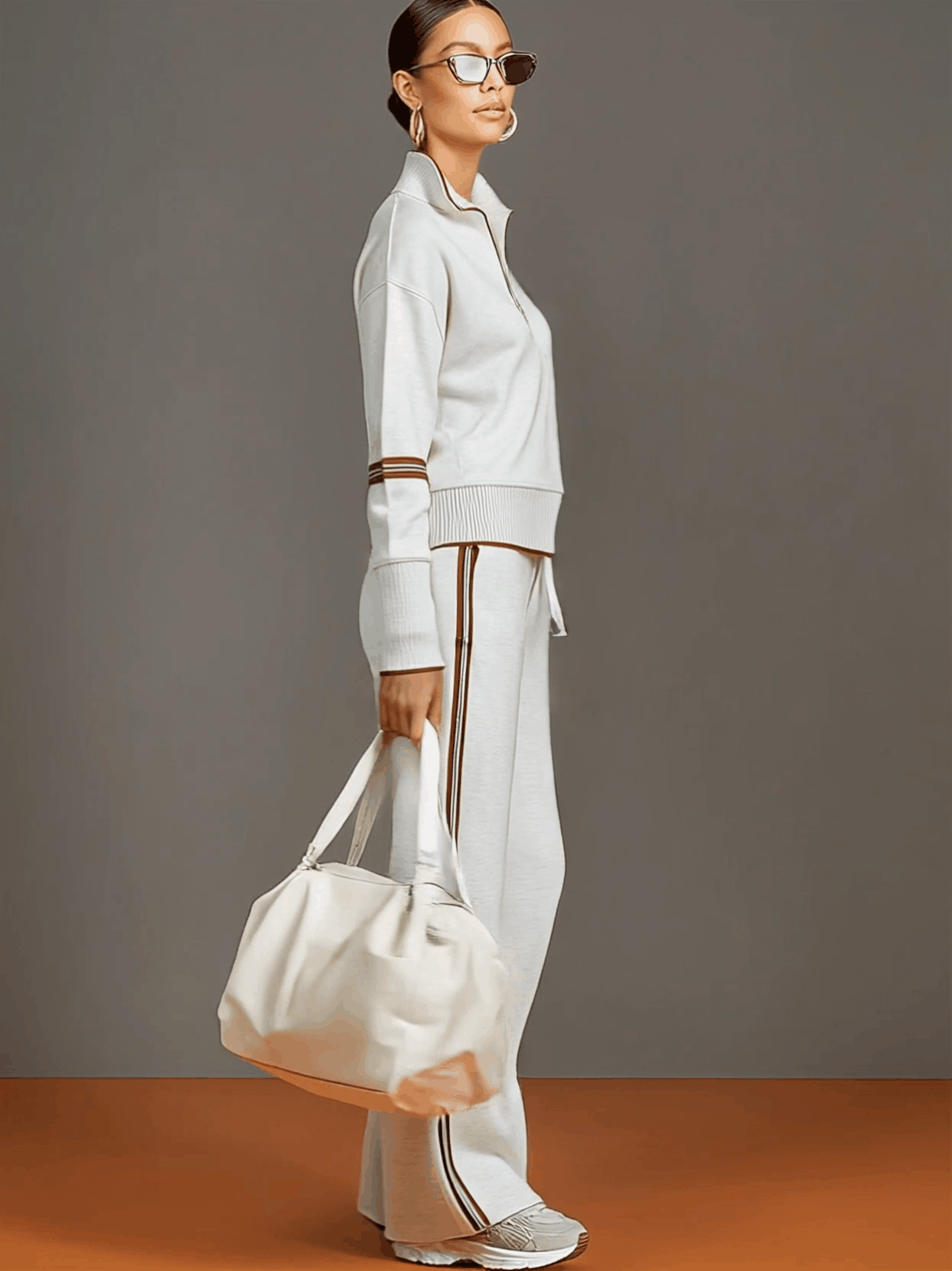 Mariette | Elegant Lounge Set With a Zipup & wide-leg trousers