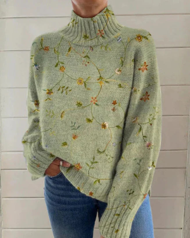 Frida | Warm Oversized Jumper with Floral Pattern