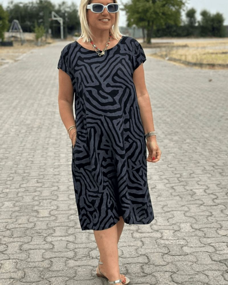Hannah | patterned summer dress with a breathable blend