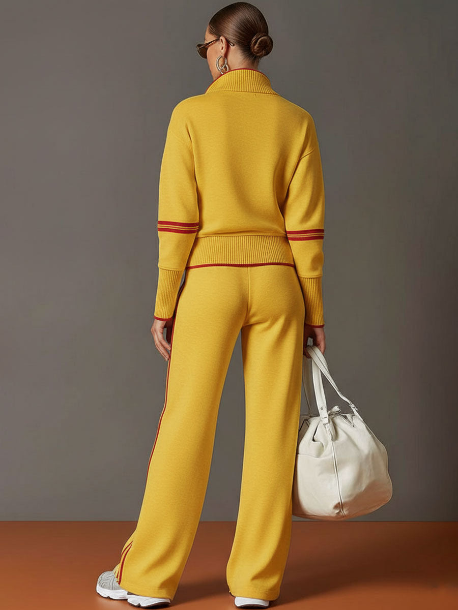 Mariette | Elegant Lounge Set With a Zipup & wide-leg trousers