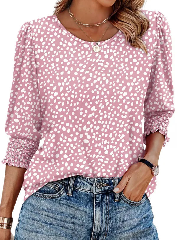 Emily | Women's blouses with an elegant casual look, three-quarter sleeves and pleated cuffs.