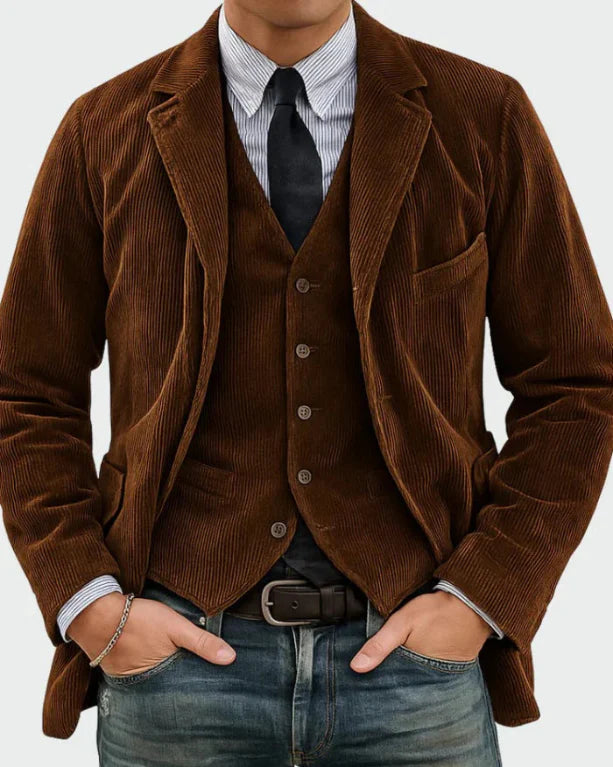 Timo | Two-Piece Set: Blazer and Waistcoat with Ribbed Pattern