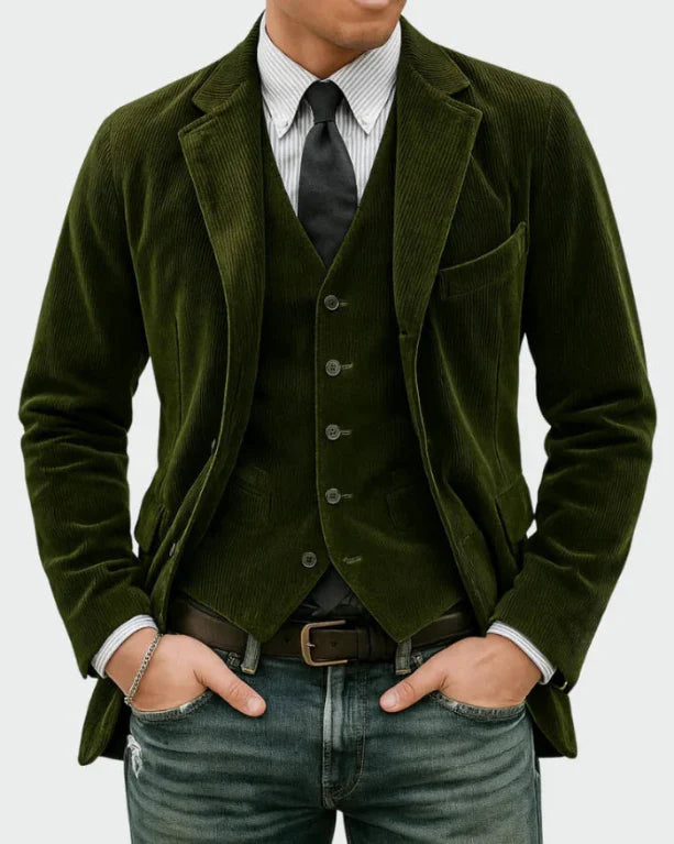 Timo | Two-Piece Set: Blazer and Waistcoat with Ribbed Pattern