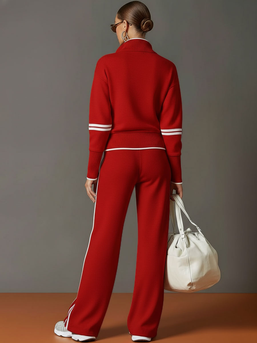 Mariette | Elegant Lounge Set With a Zipup & wide-leg trousers