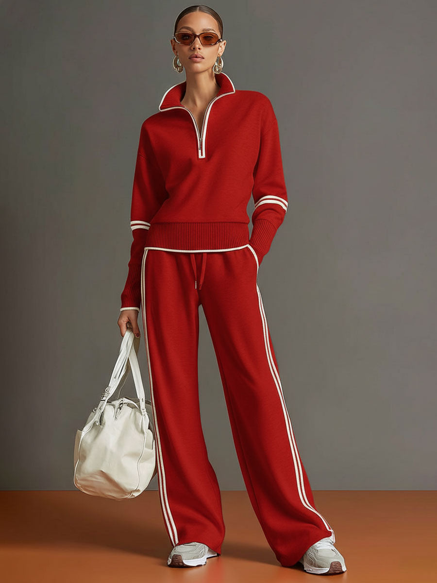 Mariette | Elegant Lounge Set With a Zipup & wide-leg trousers