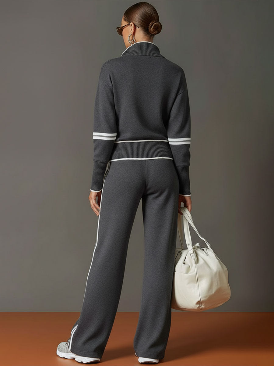 Mariette | Elegant Lounge Set With a Zipup & wide-leg trousers