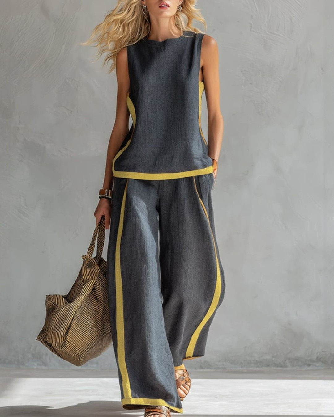 Leyla - Elegant Two Piece Set With Tank top and Loose Trousers