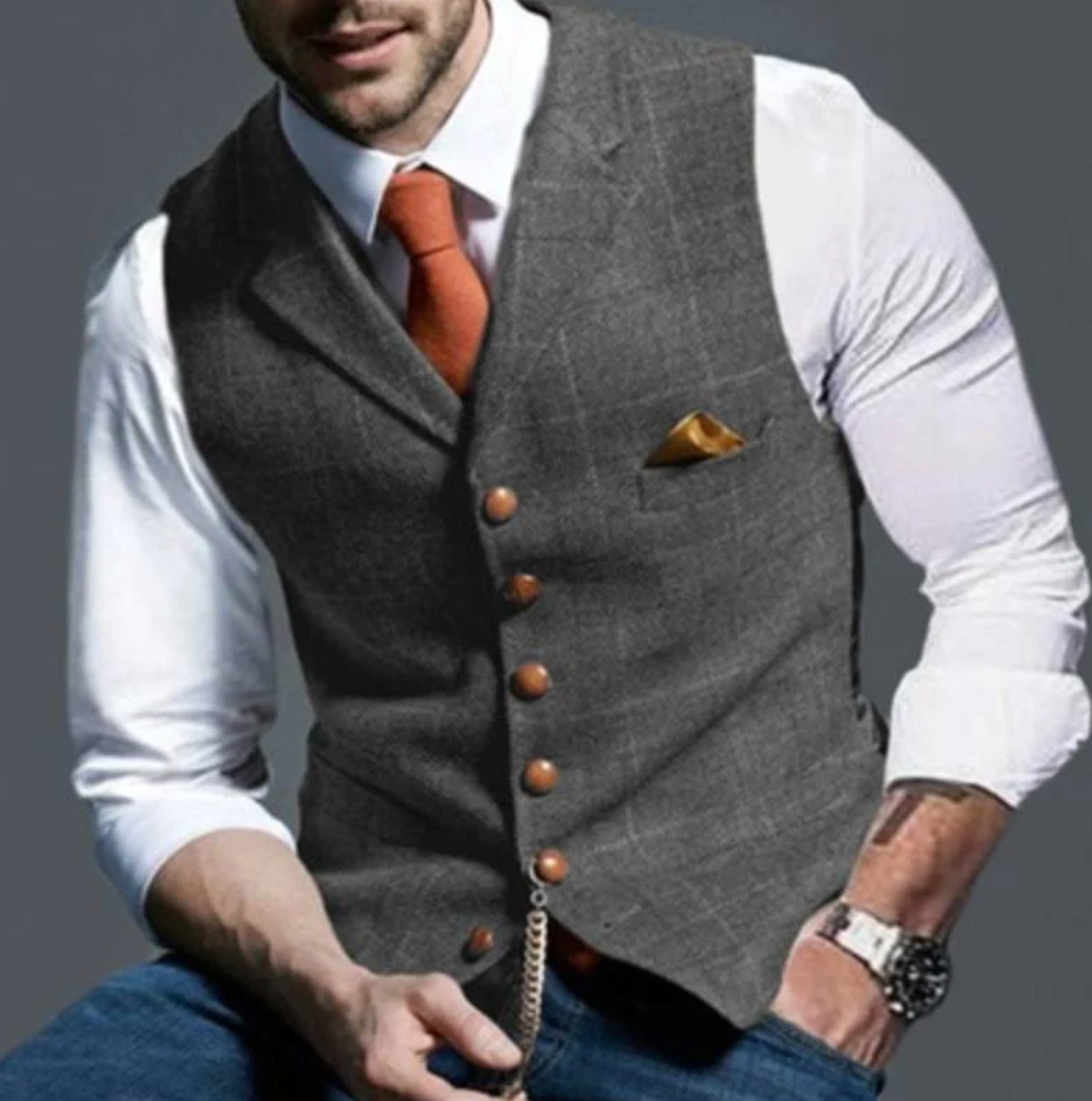 Samuel | Tailored Textured Waistcoat with Lapel Collar
