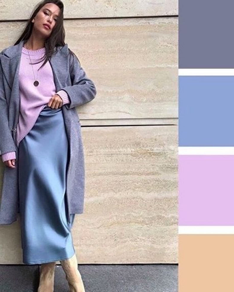 Eleanor | Elegant Satin Midi Skirt