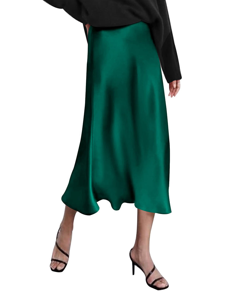 Eleanor | Elegant Satin Midi Skirt