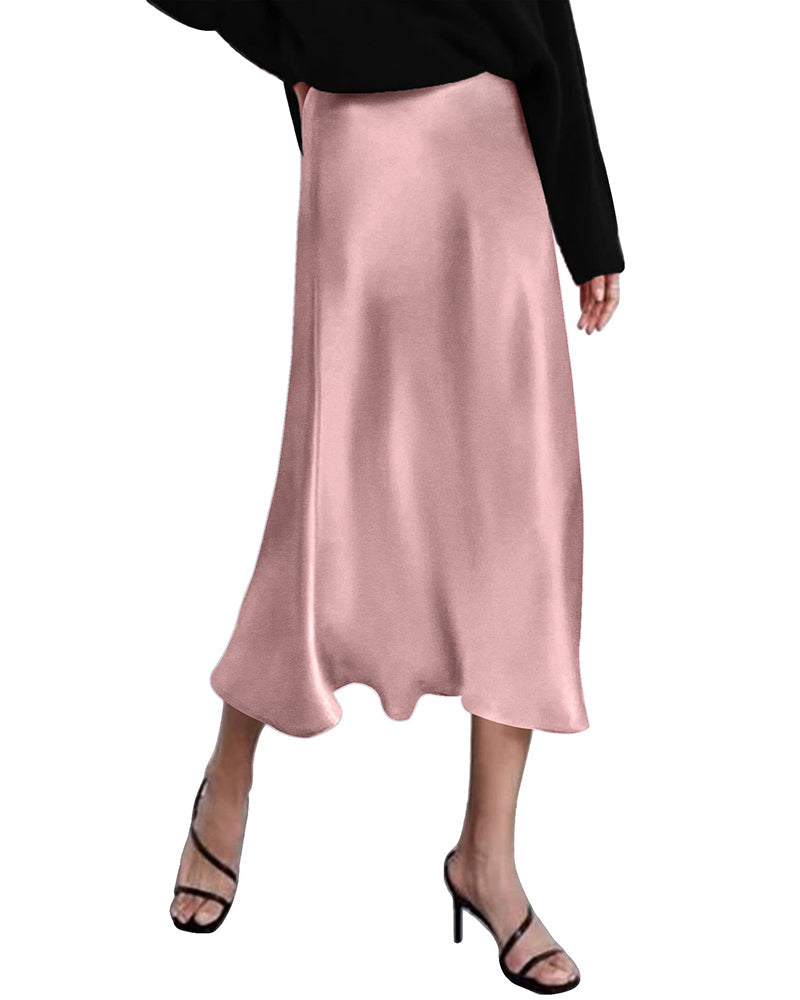 Eleanor | Elegant Satin Midi Skirt