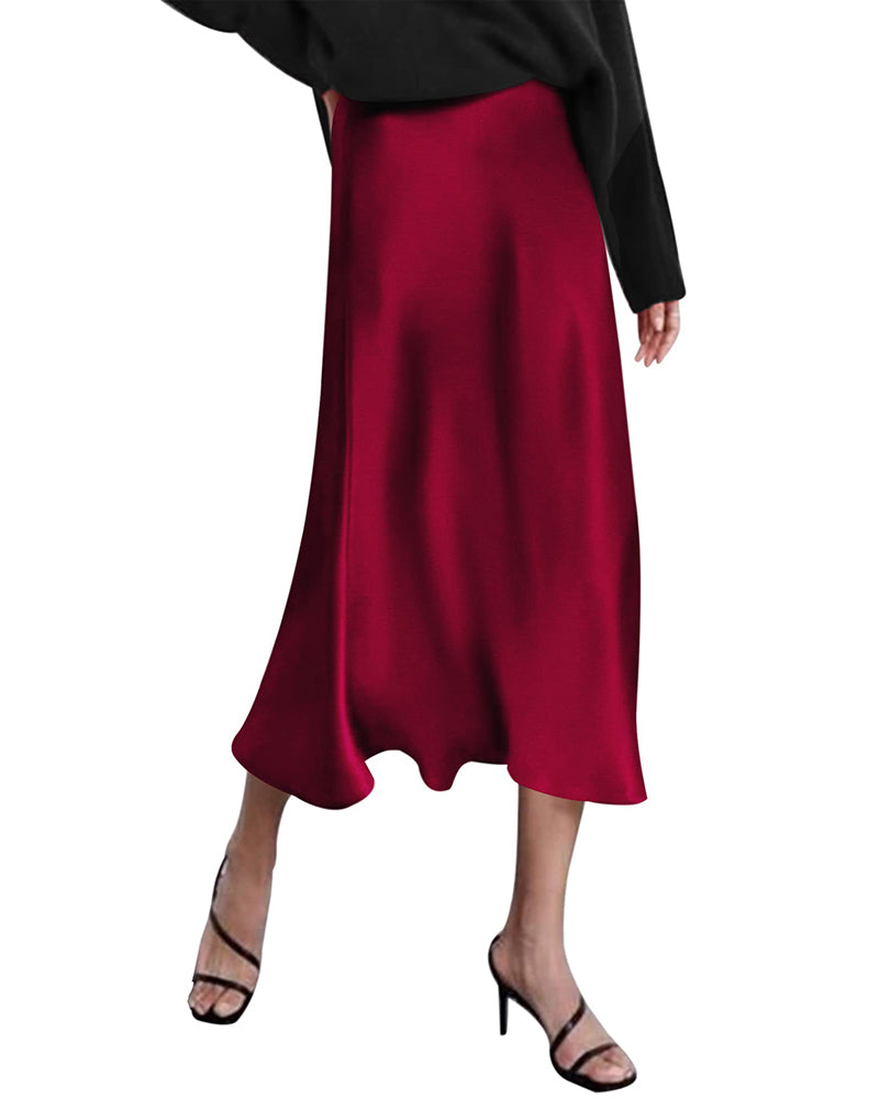 Eleanor | Elegant Satin Midi Skirt