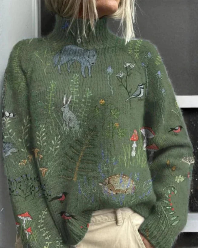 Naya | Warm Oversized Jumper with Floral Pattern