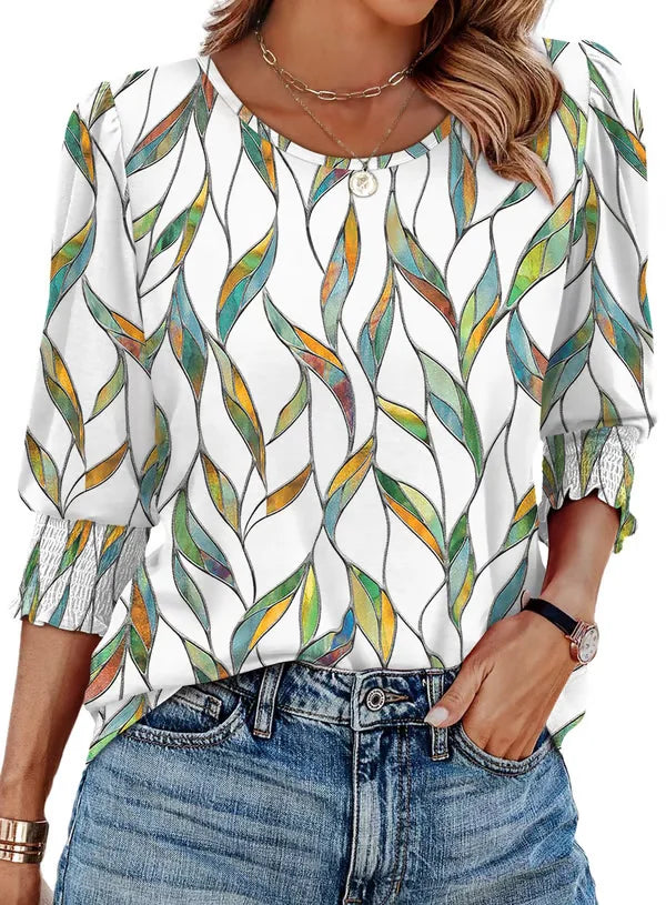 Emily | Women's blouses with an elegant casual look, three-quarter sleeves and pleated cuffs.