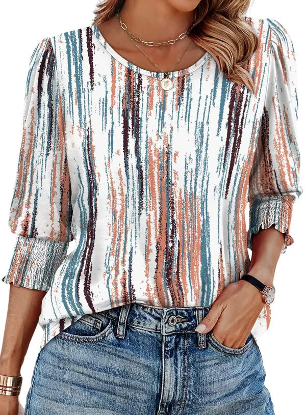 Emily | Women's blouses with an elegant casual look, three-quarter sleeves and pleated cuffs.