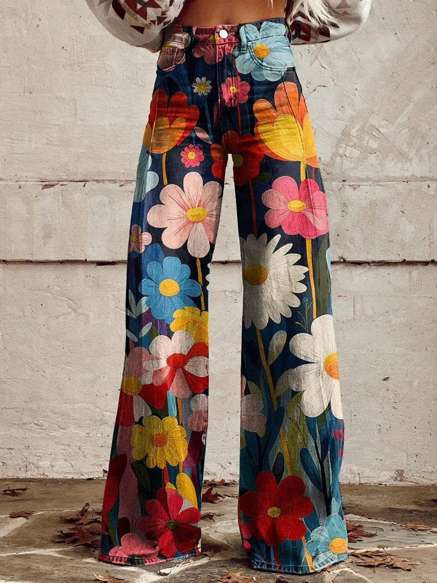 Cirilla | Vibrant Retro Wide-Leg Trousers